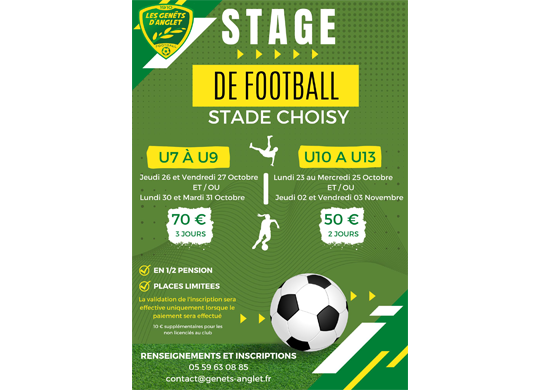 STAGE DE FOOTBALL - OCTOBRE / NOVEMBRE 2023