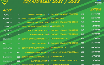 CALENDRIER CHAMPIONNAT N3